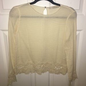 NWOT!! Long sleeve Zara top with lace border